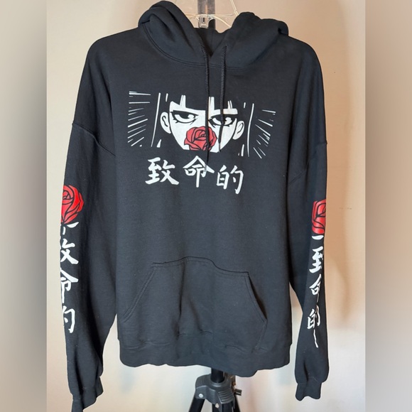 Hot Topic Tops - Hot Topic Deadly Rose X-Large Hoodie Black